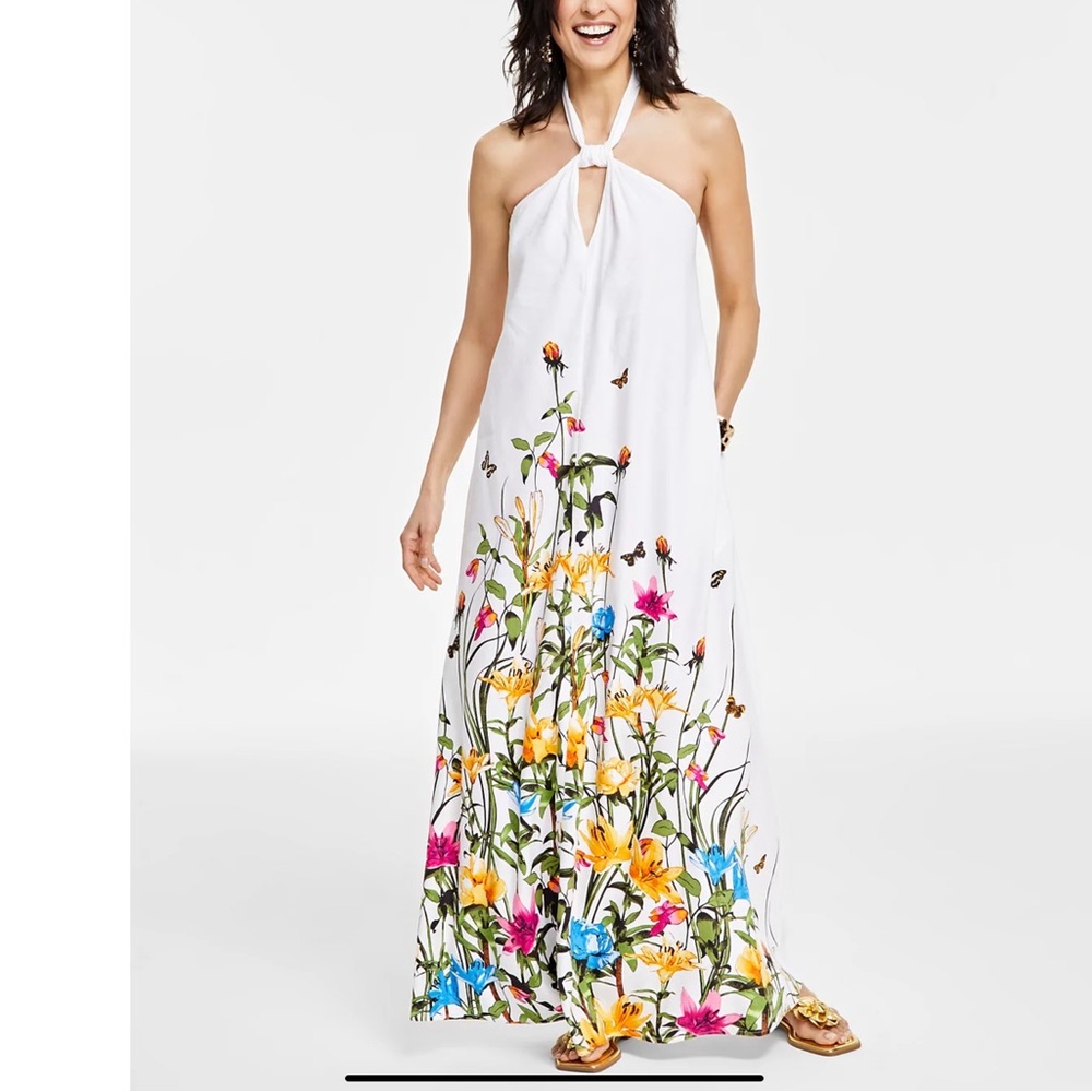 I.N.C. International Concepts
Linen-Blend Keyhole Halter Floral Maxi Dress